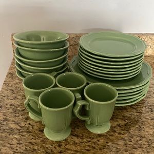 24 pieces Gibson plate set. Green really lovely shade.